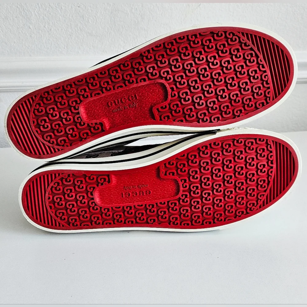 New Gucci Men's GG Tennis 1977 Brown High-Top Sneakers - Size 11